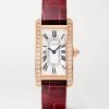 Cartier Tank Américaine 35.4mm Small 18-Karat Rose Gold and Alligator Diamond Watch