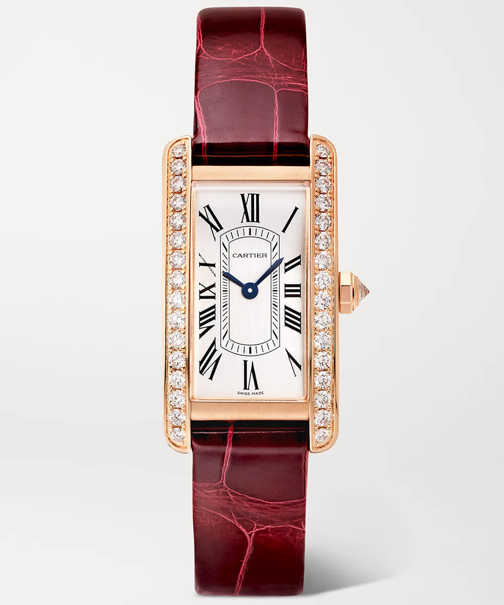 Cartier Tank Américaine 35.4mm Small 18-Karat Rose Gold and Alligator Diamond Watch Cartier Tank Américaine 35.4mm Small 18-Karat Rose Gold and Alligator Diamond Watch