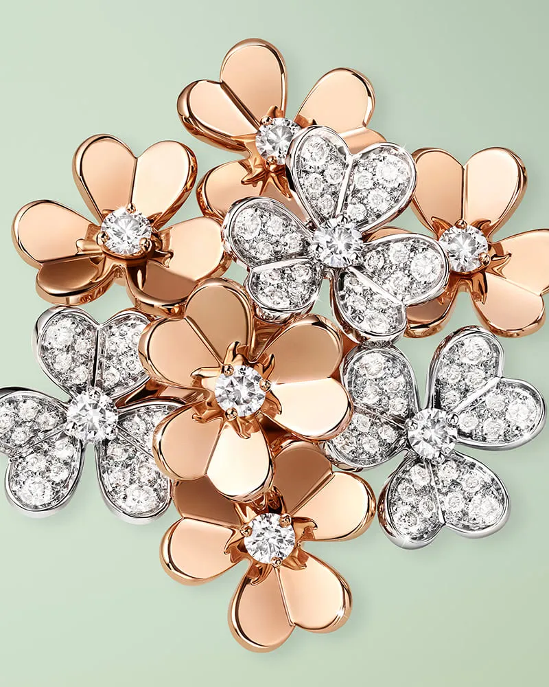 Frivole ring, 8 flowers 18K rose gold, Diamond