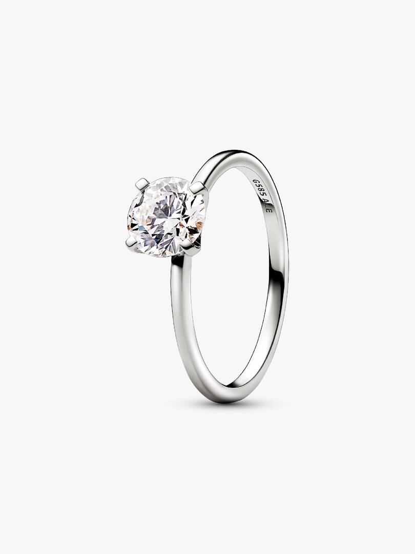 Pandora Era 14-karat white-gold ring with one-carat round brilliant laboratory-grown diamond