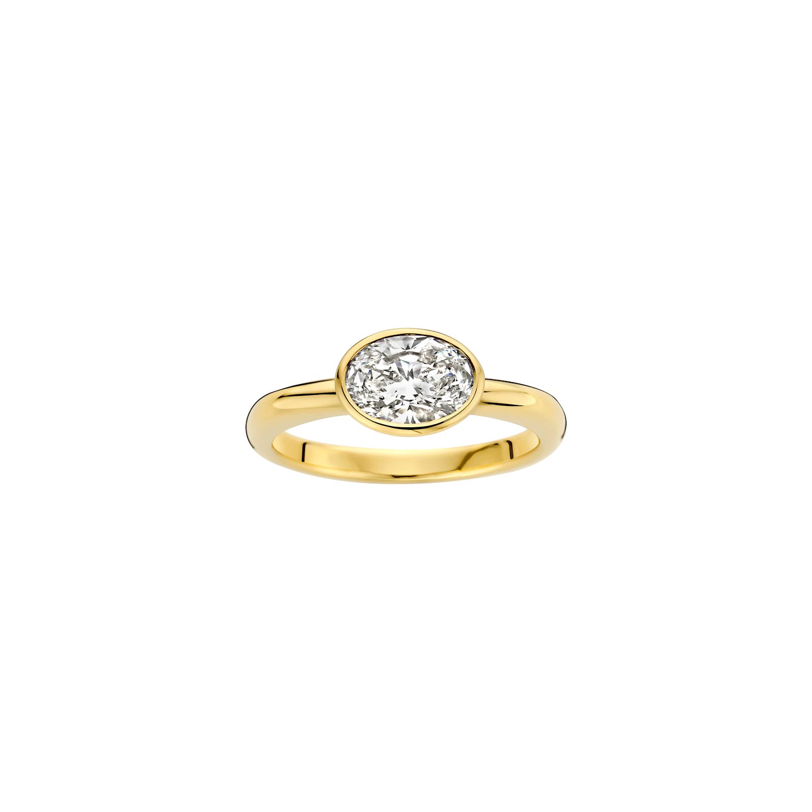 Kimaï Dolly horizontal oval laboratory-grown diamond engagement ring in recycled yellow gold