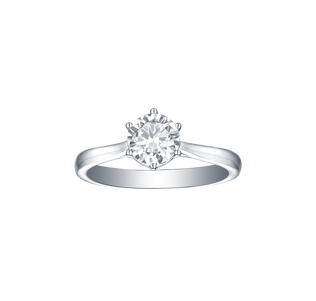 Smiling Rocks one-carat six-prong laboratory-grown diamond solitaire engagement ring in 14-karat gold