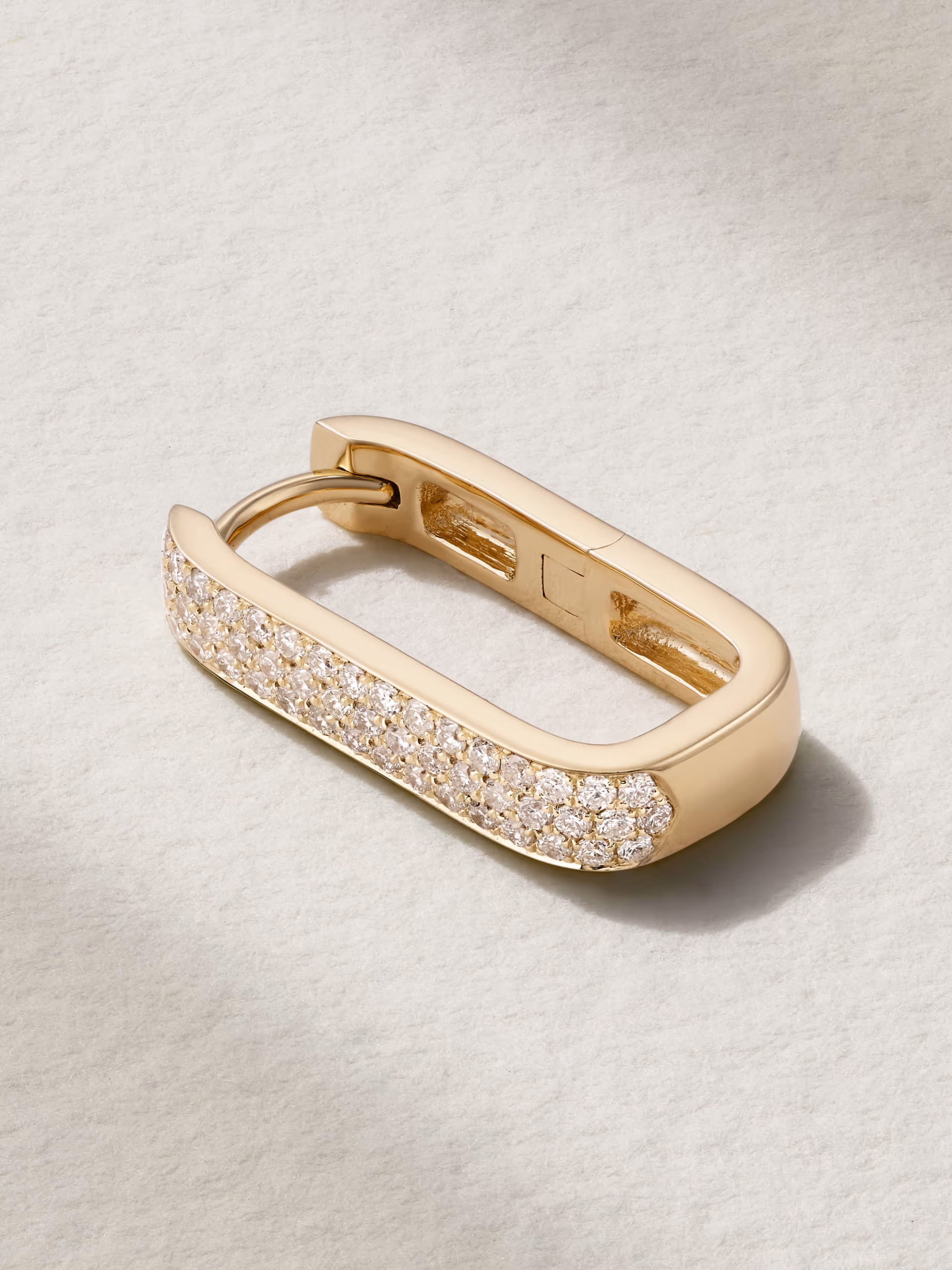 Jacquie Aiche Mini rectangular gold single hoop earring with diamonds