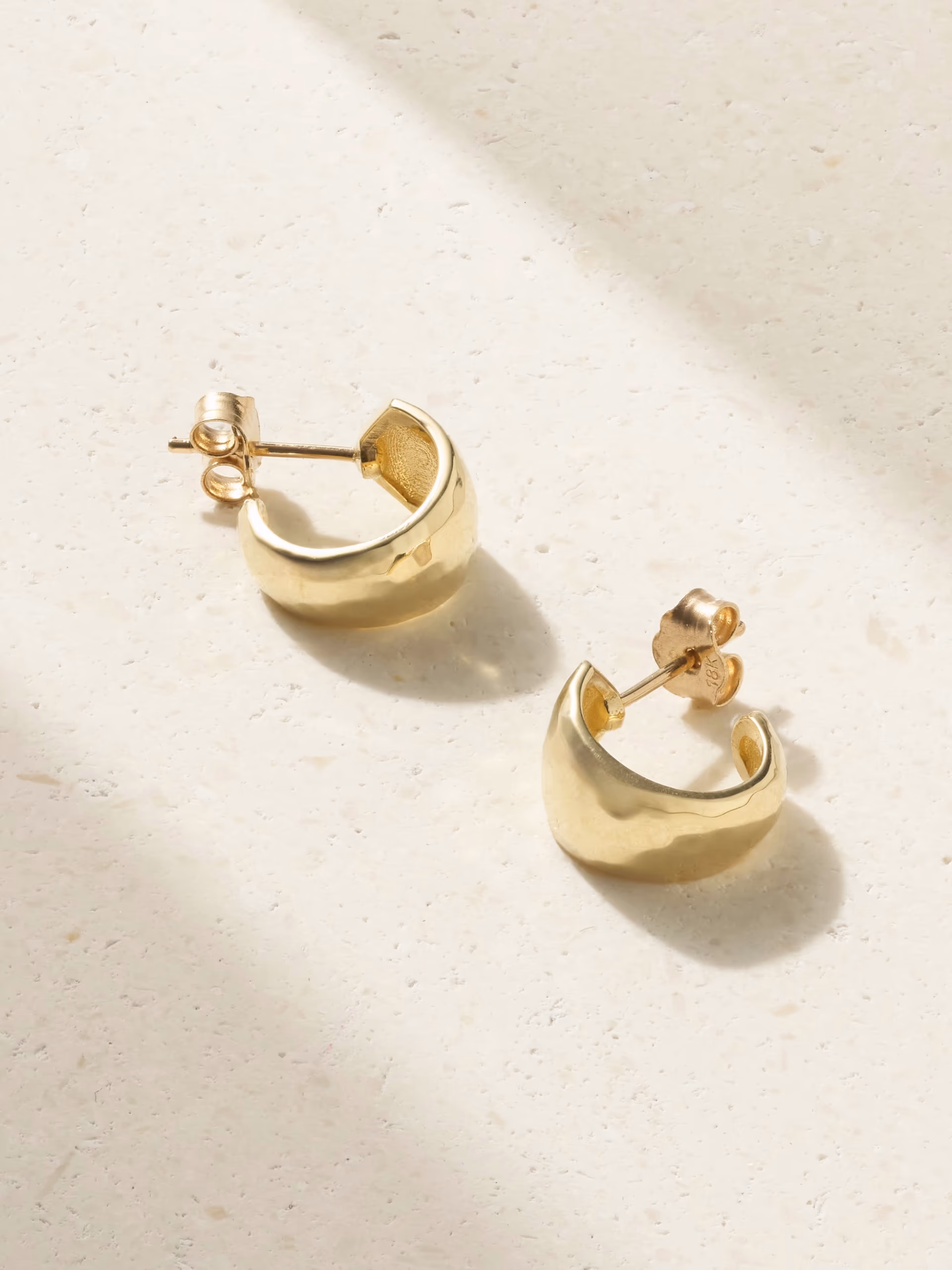 Jennifer Meyer Mini Hammered small hoop earrings in 18-karat gold